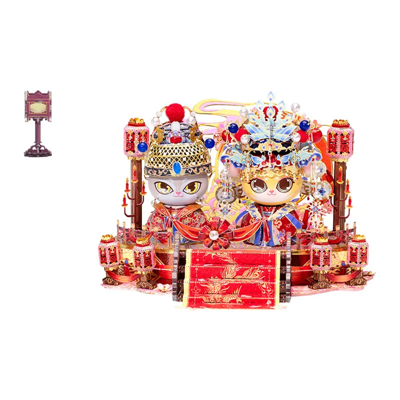 Hand-made gifts. Exquisite hand-made 3D cat ornaments, Chinese style decorations, 3D metal assembled model adult puzzles