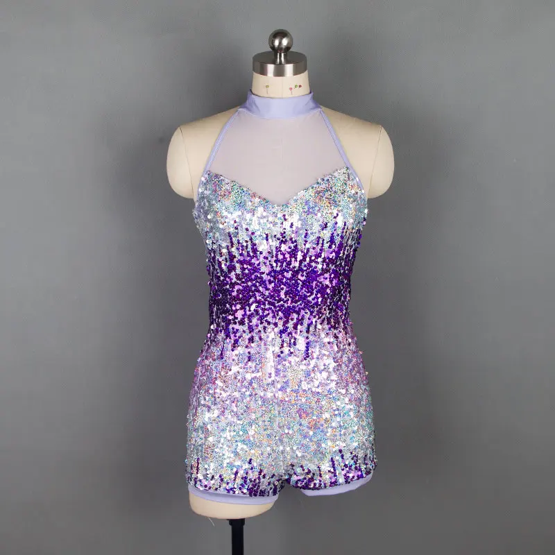 

18570 Colorful Sequin Spandex Ballet Dance Dress with Pants Adult & Child Jazz/Hip Hop Dance Costume Performance Dress