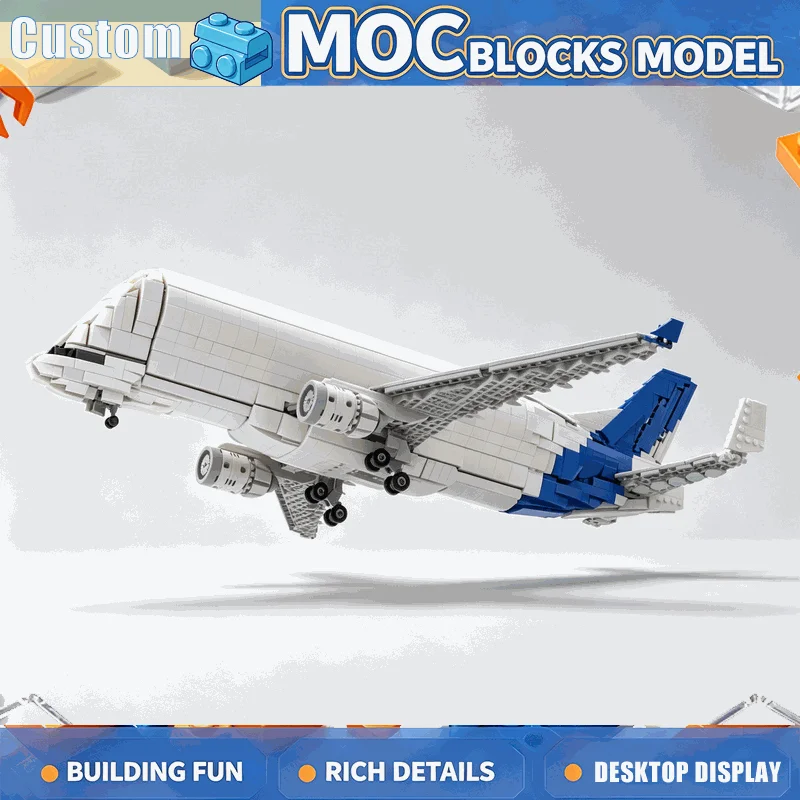 2347Pcs Cargo Freighter Airplane Model Building Blocks Custom Puzzle Creative Assembly Educational Toy Gift Collection Display