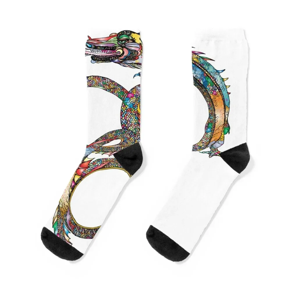 

colorful dragon Socks cartoon hiking Designer Man Socks Women's