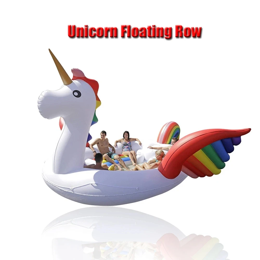 Giant Inflatable Unicorn Swimming Pool Float, Huge Flamingo Pool Accessories, Island Party Floating Beach Toy, Outdoor Toy, 6-8