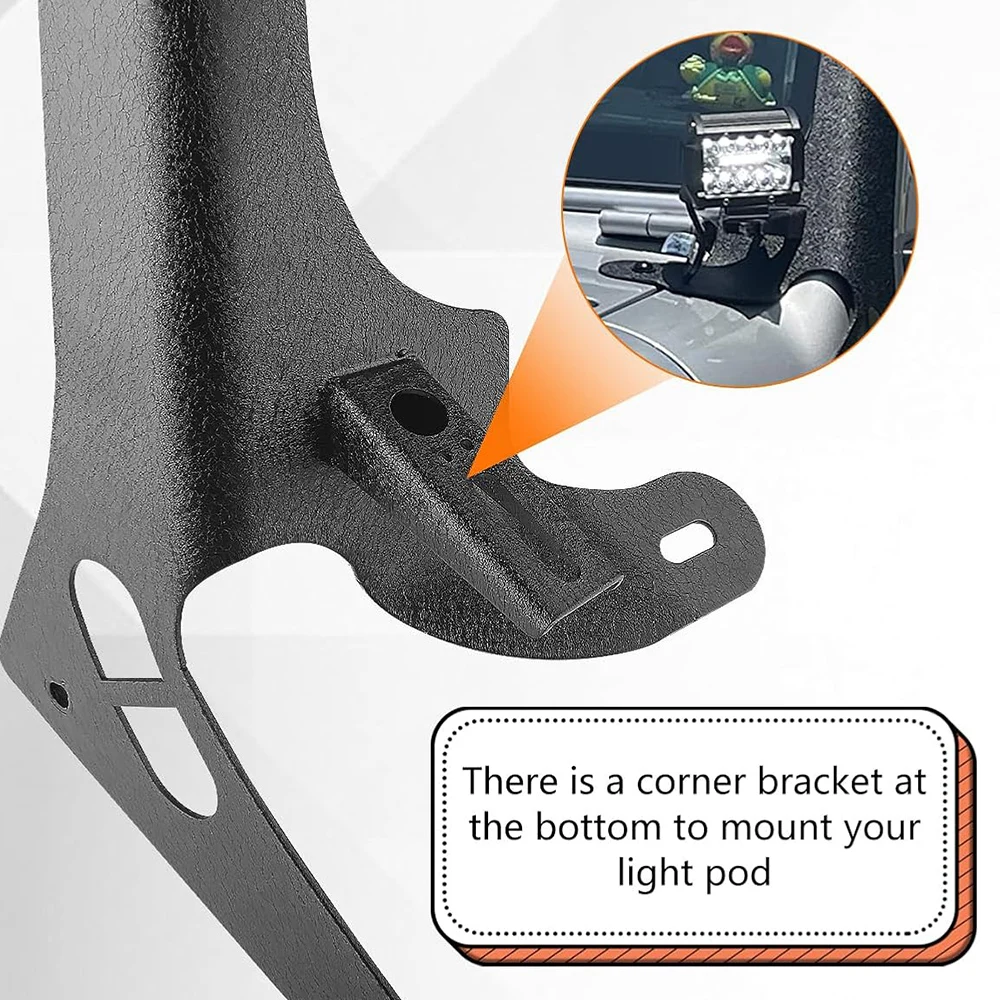 Windshield Roof 50'' 52'' Straight Light Bar Mounting Bracket A-Pillar Led Work Pods Lights Holder Kit for Jeep JL / JLU / JT