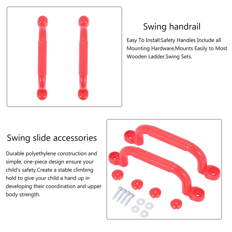어린이 놀이터 미끄럼 방지 핸들 장착 하드웨어 키트, 클라이밍 프레임, 계단 난간 스윙, 야외 스포츠 장난감 액세서리, 1 쌍