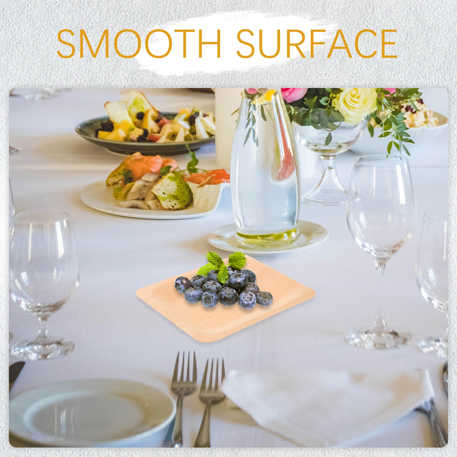 

8pcs Wooden Rectangular Plate Creative Dish Dessert Fruit Snack Tray Serving Food Dinner Party Home Christmas Gathering
