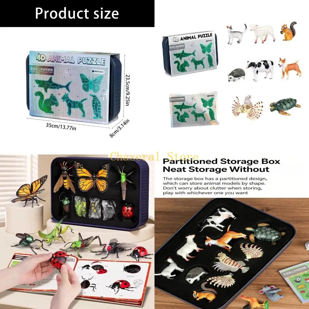 

E7CE Realistic Movable Joint Animal Insect 3D Models Puzzle Toy Hands On Science Learning for Kids Discovery