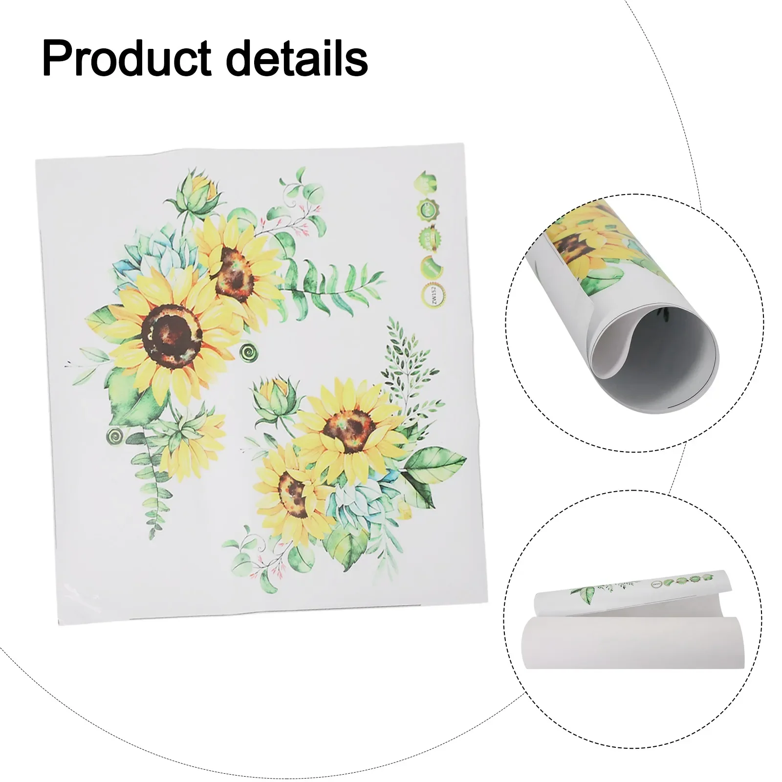 1pc Sunflower Wall Sticker Flower Pattern Wall Decals Waterproof Home Decor Wall Decor Easy To Paste And Remove 30cmx30cm