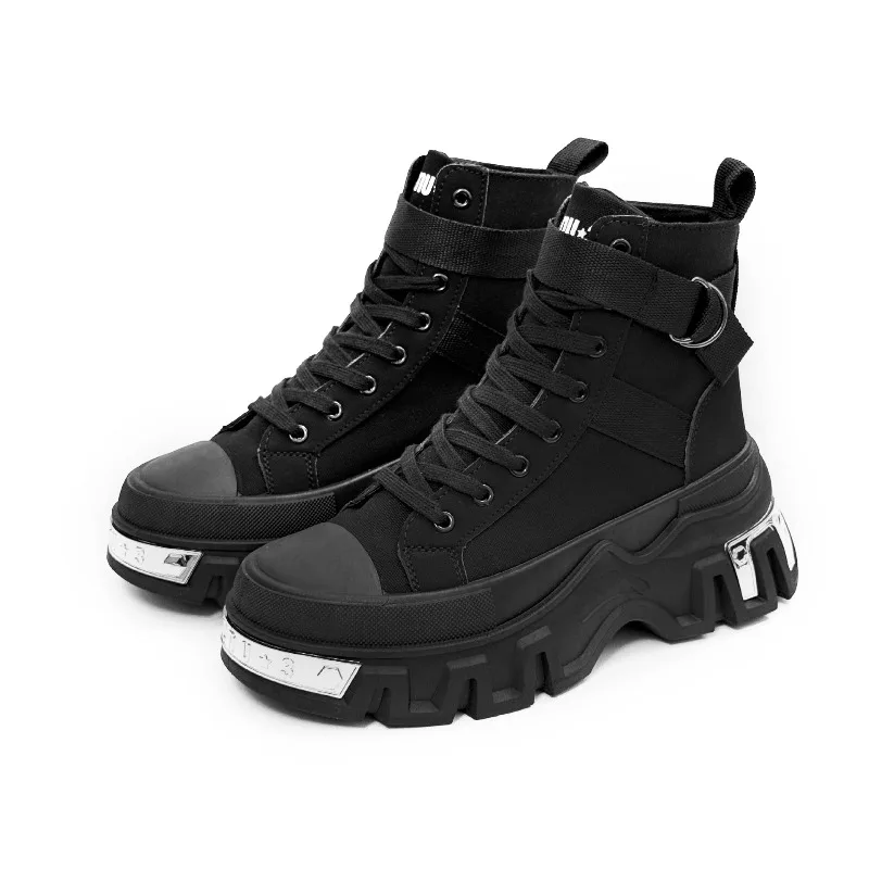 

Hot New Fashion Versatile Casual Hiking Shoes for Men Breathable Round Toe Motorcycle Boots Men High Top Wear-resistant Shoes
