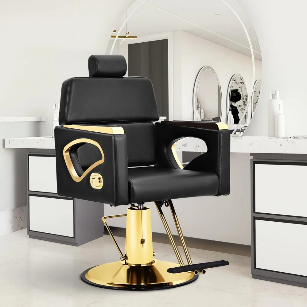 

Barber Salon Chair for Hair Stylist, Reclining Salon Chairs with Hydraulic Pump, 360 ° Swivel Spa Hairdresser Beauty Equipment