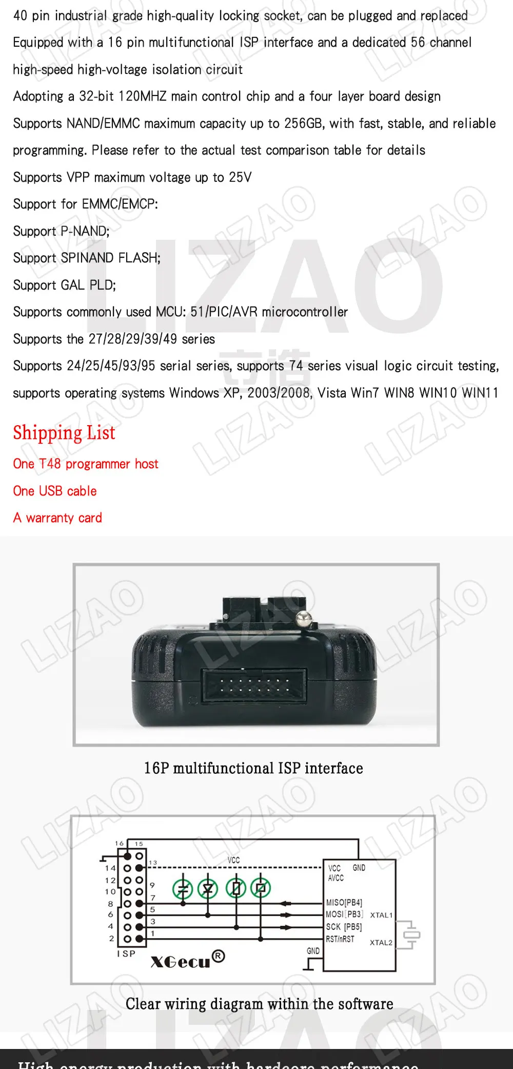 XGecu T48 TL866-3G Programmer 31000+ ICs EPROM/MCU/SPI/Nor/NAND Flash/EMMC IC Tester Perfect Replacement for TL866CS TL866II