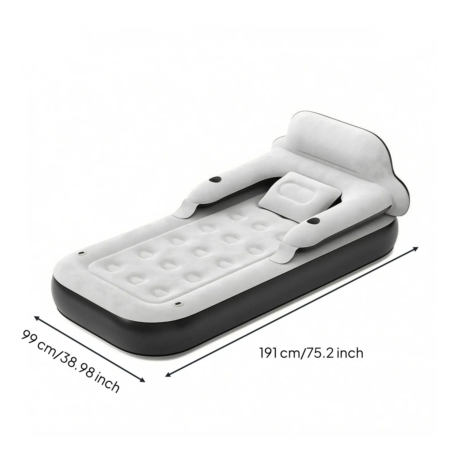 Large Size Inflatable Mattress with Integrated Headboard Tufted Surface Floor Air Bed for Camping Guest Sleeping