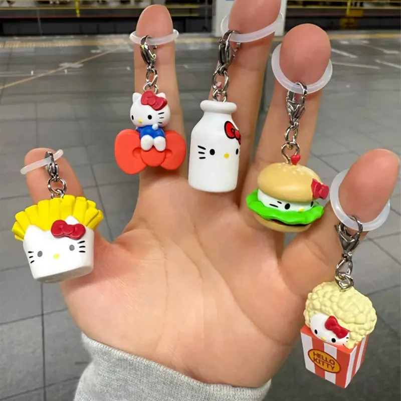 

Bandai Sanrio Hello Kitty Gashapon Charm Cute Food Series Pendant French Fries Burger Popcorn Milk Umbrella Shape Kawaii Bag Han