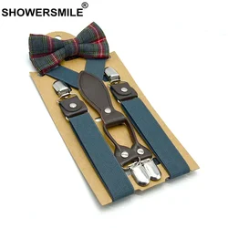 Tirantes SHOWERSMILE gris para niños, tirantes de estilo británico para niños con pajarita, tirantes para niños, tirantes de boda de 65cm x 2,5, 4 Clips