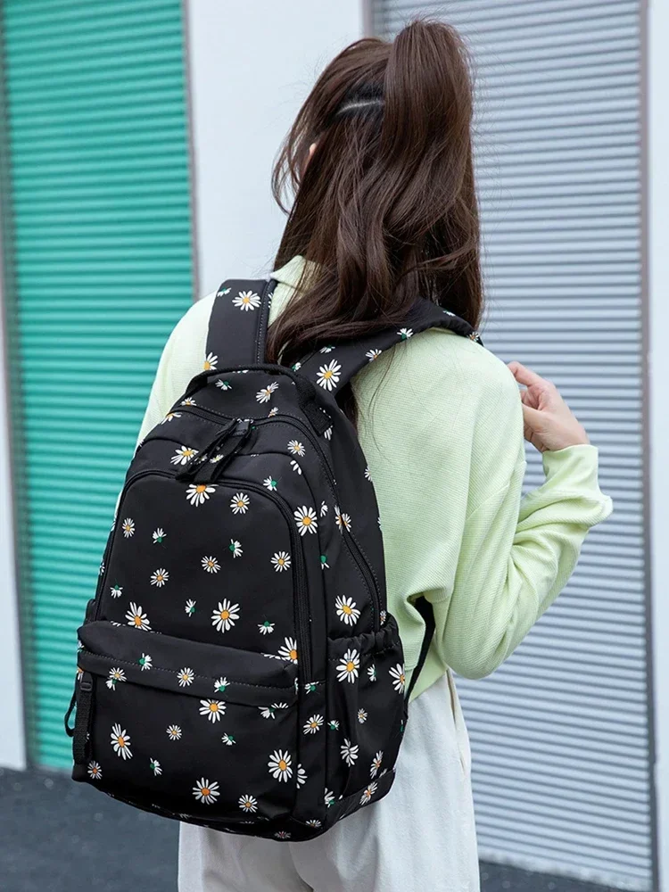 Flower Backpack Women 2026 Korean Black Floral School Bags  display picture 1