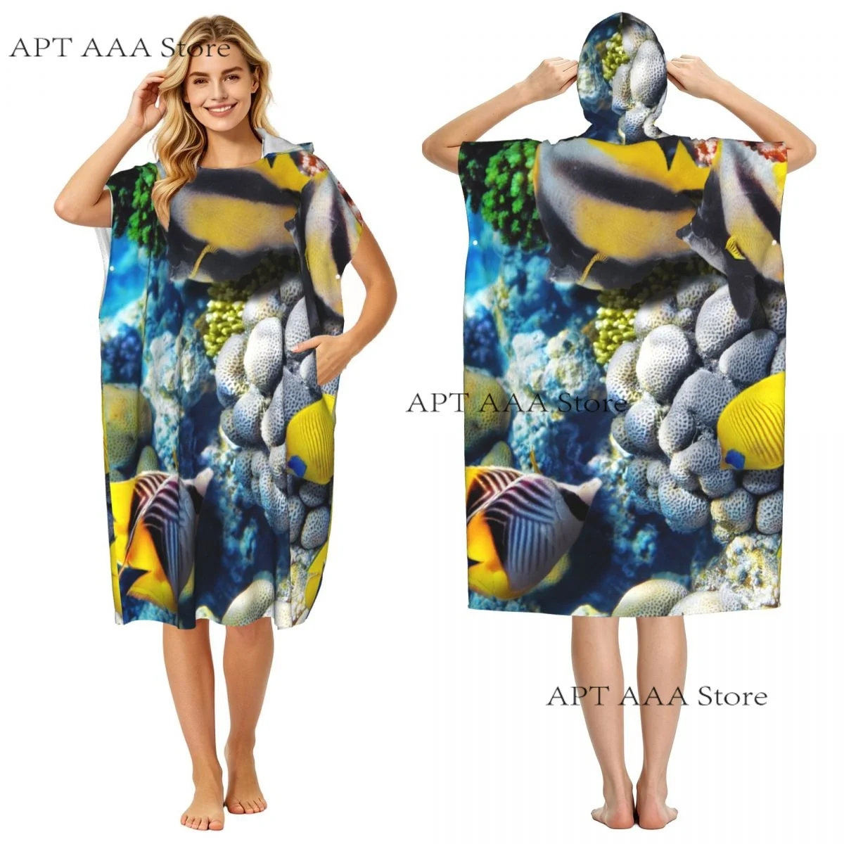 Microfiber Towel Coral Fish Red Sea Egypt Africa Quick-Drying Towel Beach Towel with Hood
