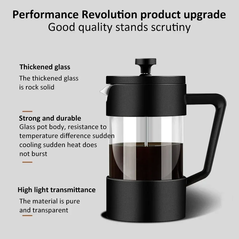 350/600/1000ML French Press Coffee Maker Pot Thickened Borosilicate Glass French Press Coffee Maker Multifunction Hand Punch Pot