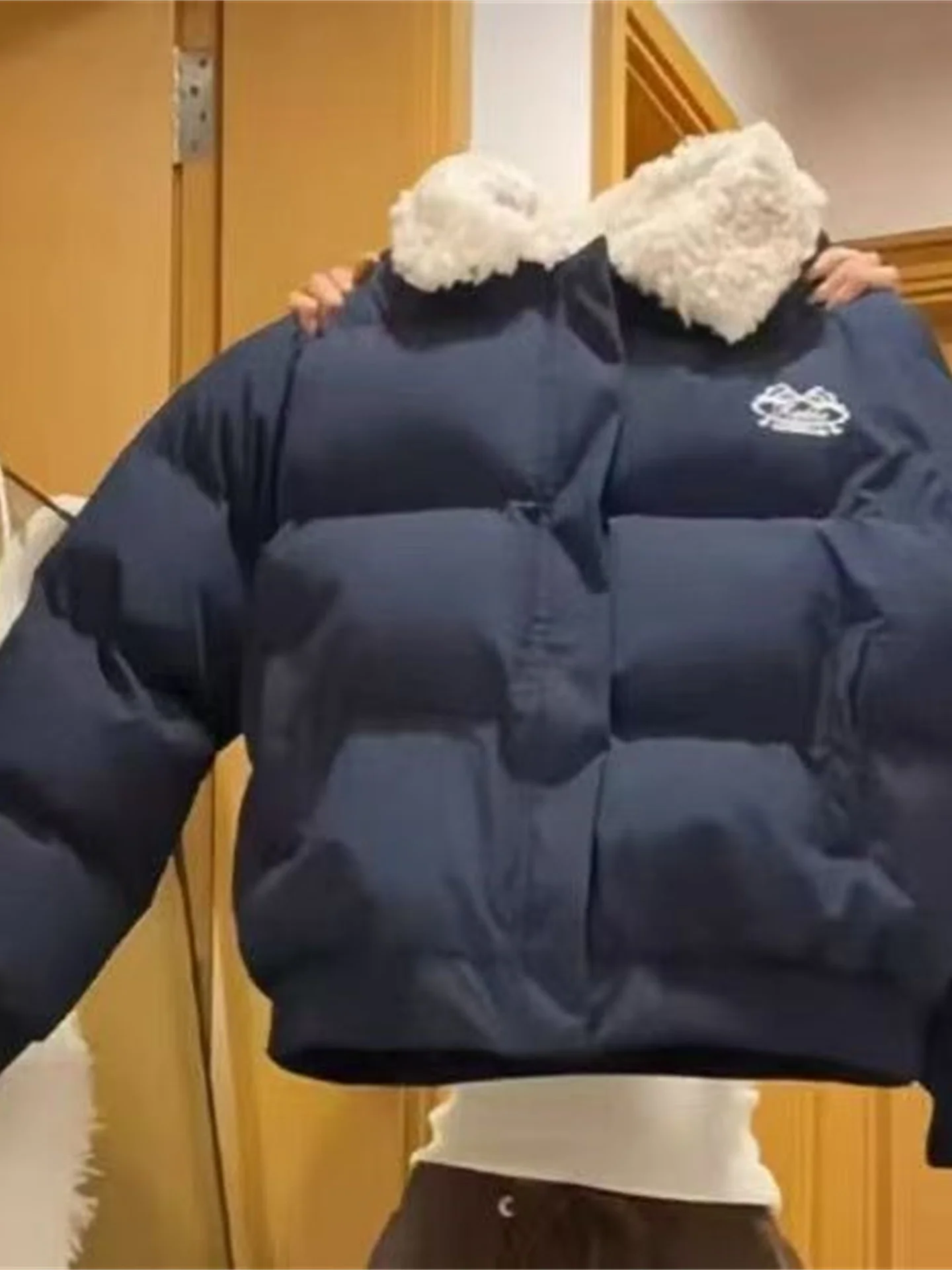 

Женское зимнее хлопковое пальто с отложным воротником в американском стиле ретро, теплое хлопковое пальто с уникальным хлопковым дизайном