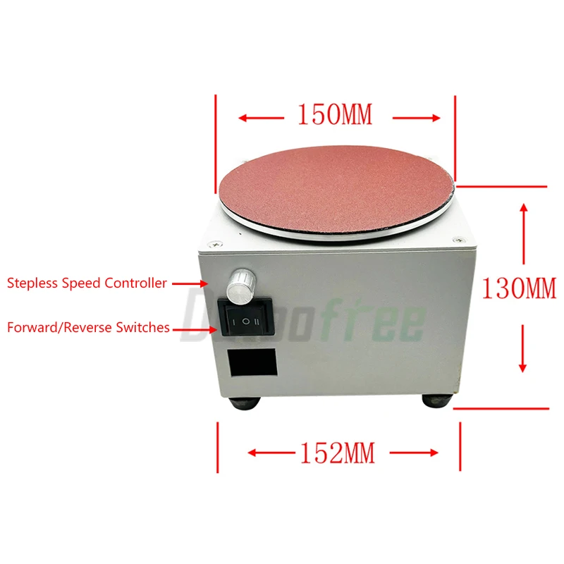 Mini lijadora de disco de correa de 110V/220V de 6 pulgadas, máquina de lijado para madera, Metal, piedra, curva de molienda, 20 piezas de papel de lija