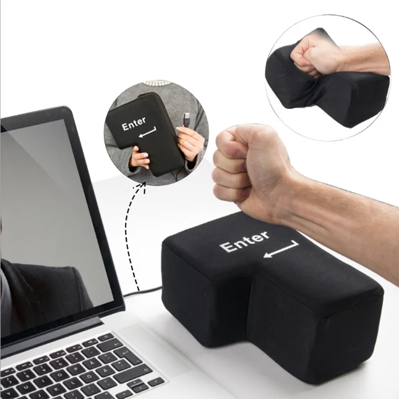 

Anti-Stress Computer Huge Enter Key Big USB Keyboard Vent Button Pillow Desktop Stress Reliever Cushion USB Big Enter Key