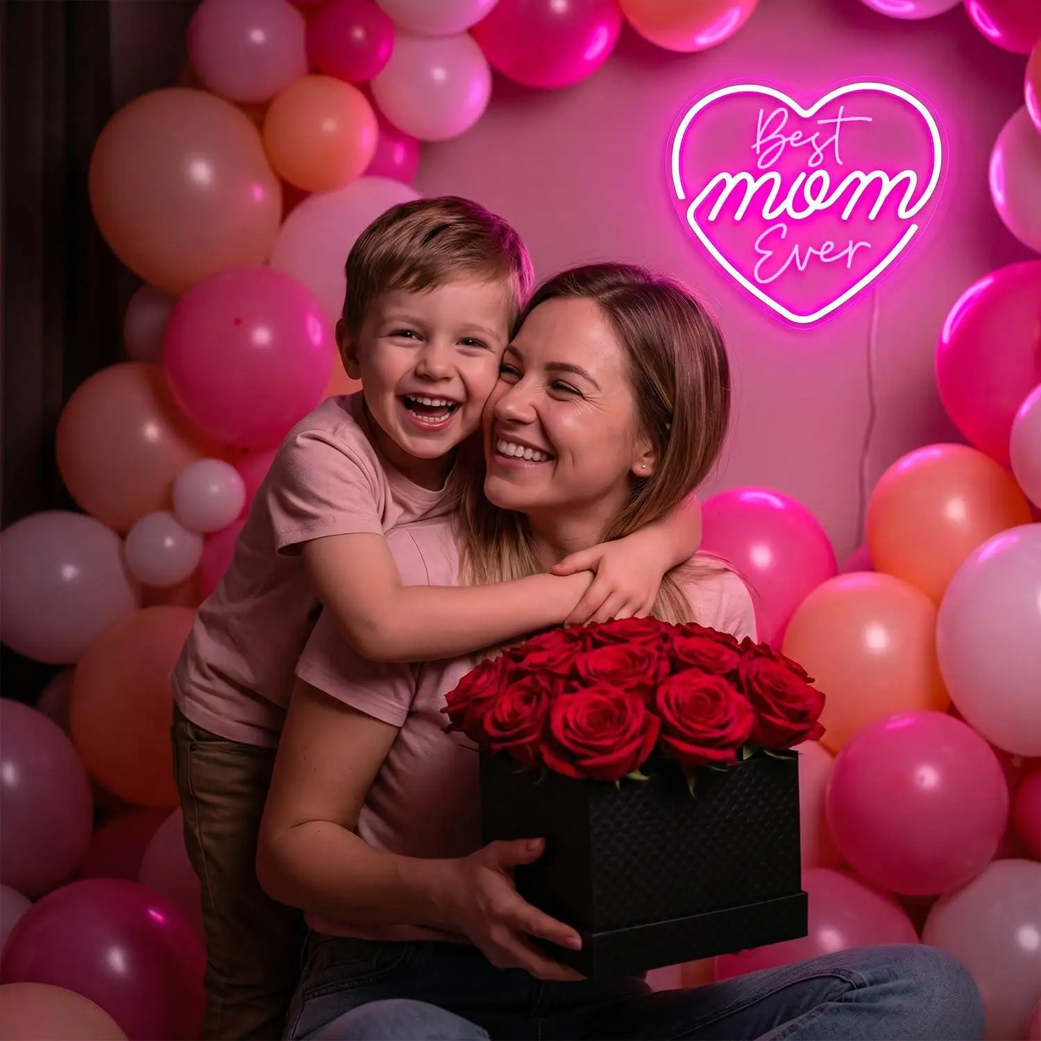 Best Mom Ever Neon Sign USB Dimmable LED Light for Mother's Room Bedroom Living Room Mother's Day Themed Wall Decor Mom Gifts