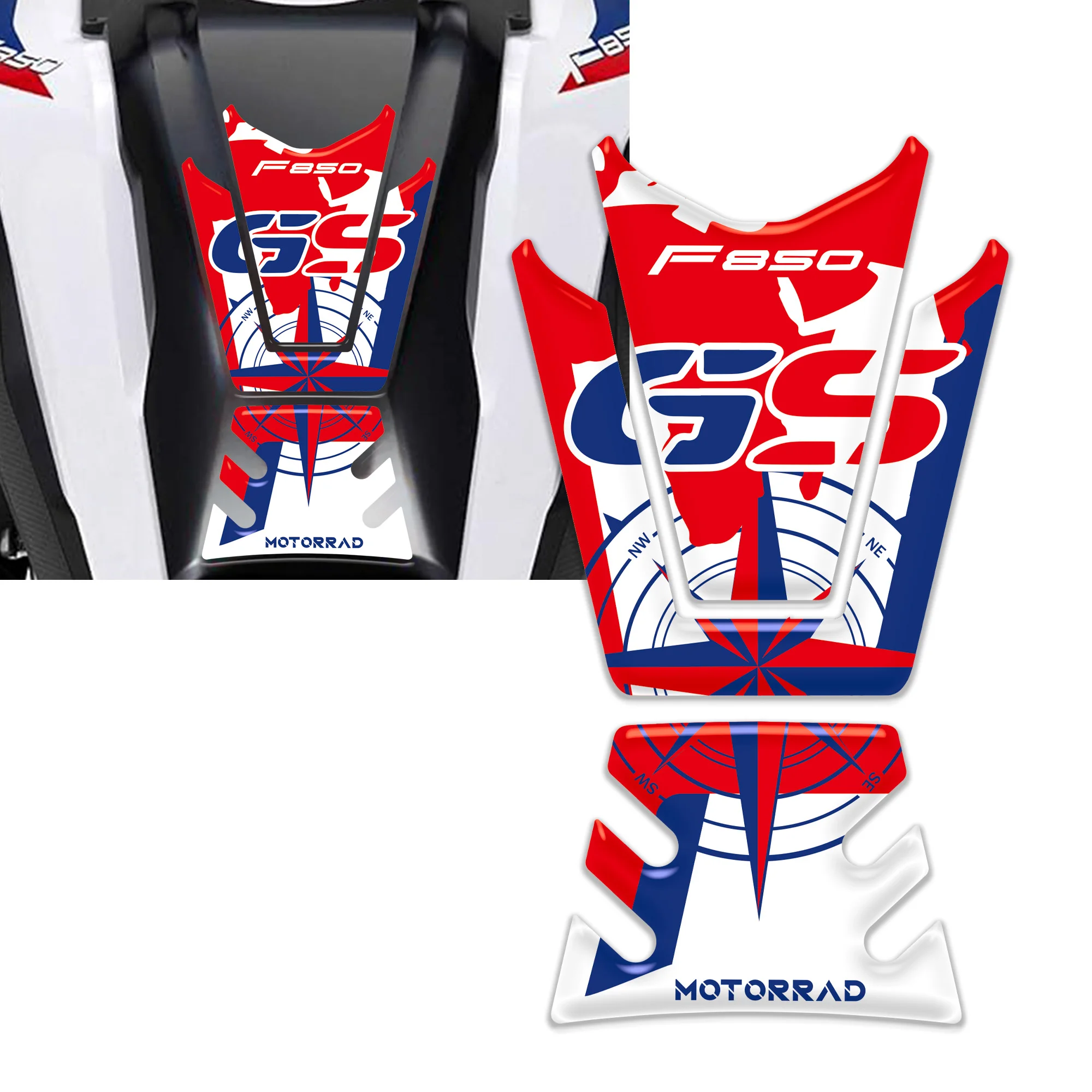3D Resin Tank Pad Motorbike Sticker Tank Decoration and Protection Compatible with BMW F850 GS 2018-2024