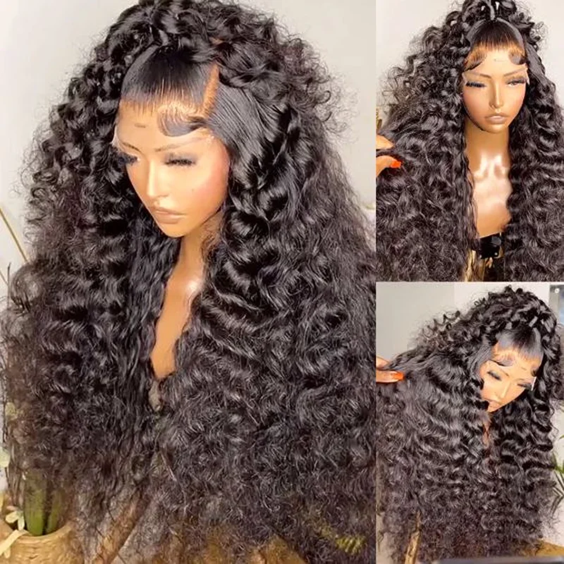 Glueless Soft 180 Density Deep Kinky Curly 26 inch Long Black Lace Front Wigs For African Women Babyhair PrePlucked Daily