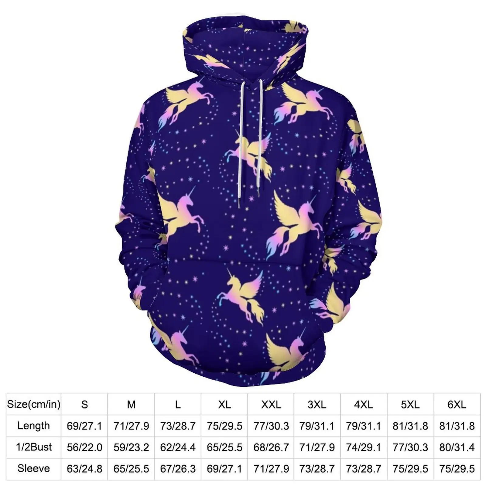 Flying Unicorn Casual Hoodies Starry Sky Print Trendy Custom Loose Hoodie Winter Long Sleeve Korean Fashion Oversize Sweatshirts