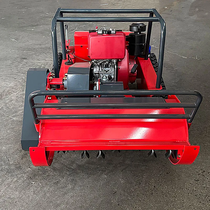 Customized, factory-direct, remote-controlled chain robot lawnmower with cordless drum tractor