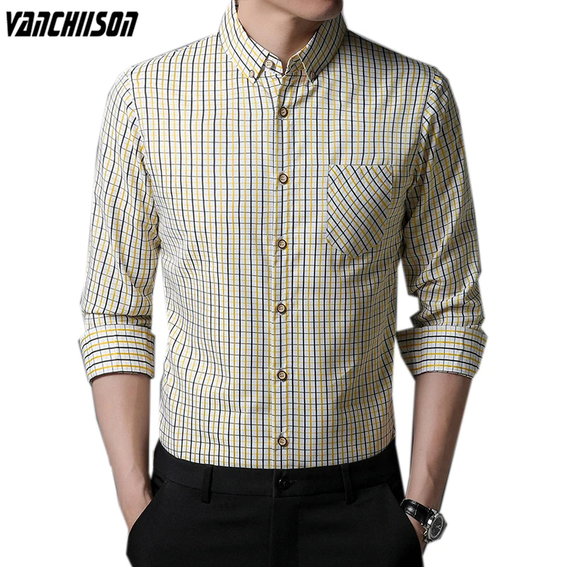 

Men Casual Shirt Tops Long Sleeve for Summer Spring Plaids England Style Office Turndown Collar Male Fashion Clothing 00880