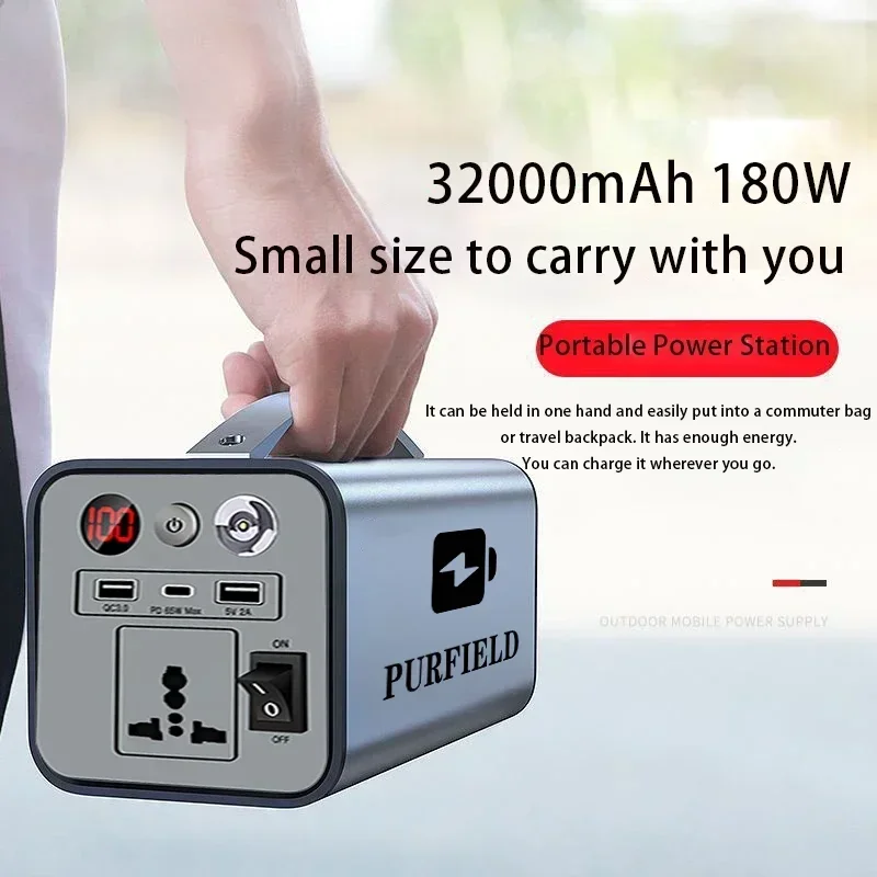 180W Portable Power Station 32000mAh Outdoor Emergency Power Supply Power Bank Generator DC output Battery + Charger