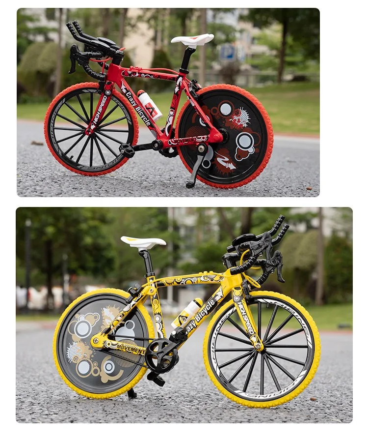 1:8 Mini Alloy Bicycle Model Diecast Metal Finger Racing Mountain Bike Folded Cycling Ornaments Collection Toys For Children