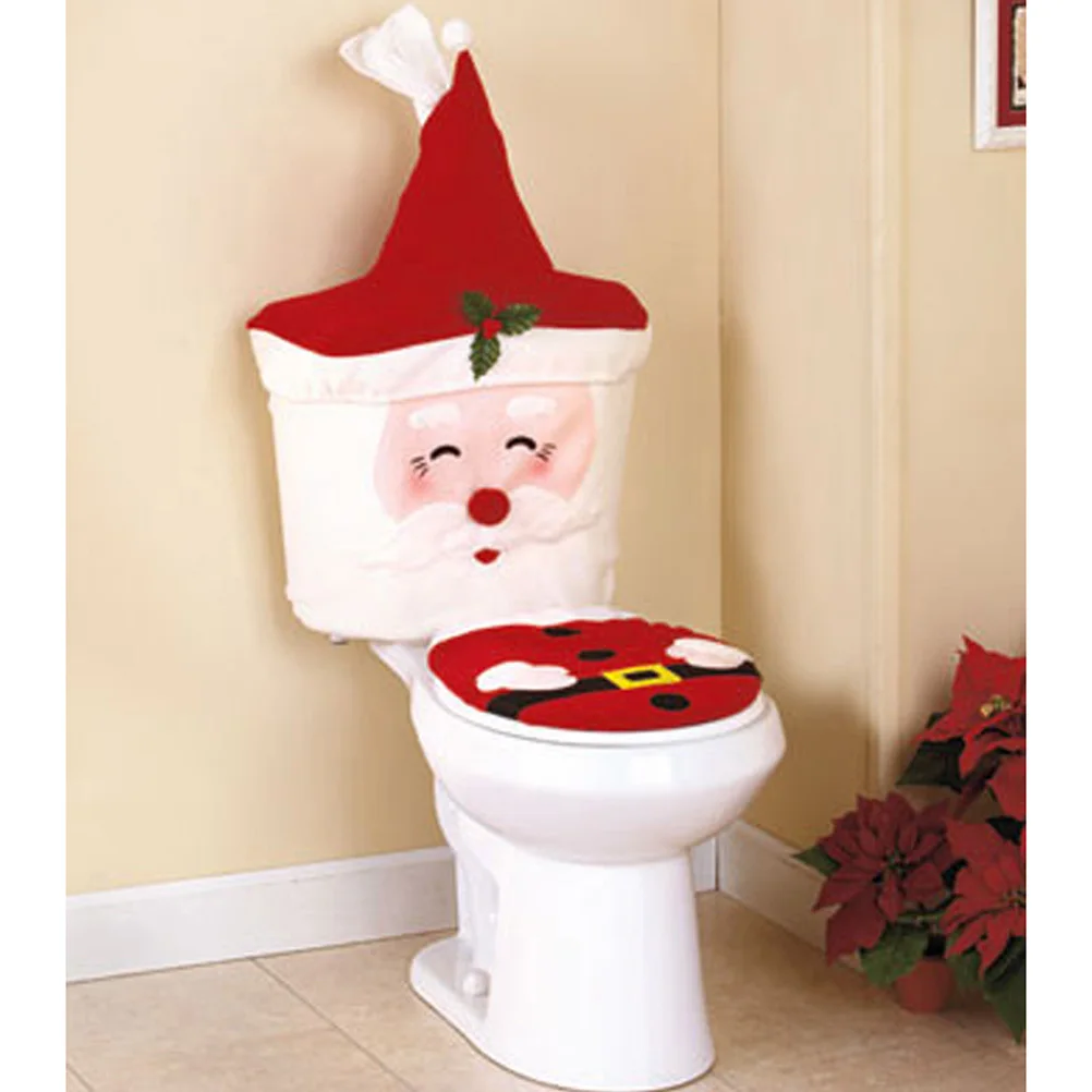 

Christmas Toilet Seat Cover Red Santa Design Bathroom Home Holiday Decoration Festive Ornament Decorative Cover