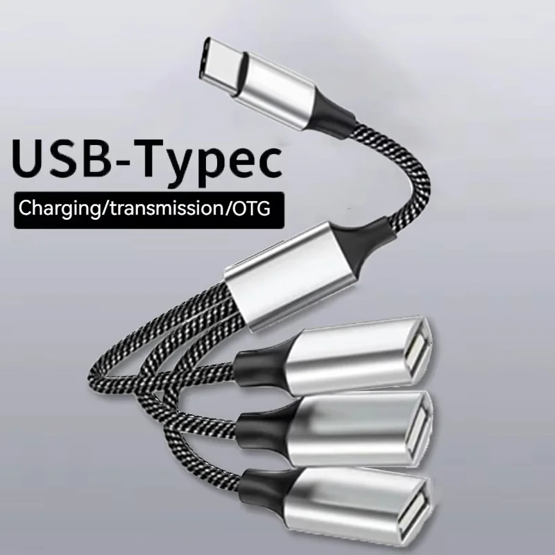 USB Type C Hub 3 Ports Extensions Splitter Cable OTG High Speed Transfer Adapter Portable USB Converter For Computer PC Laptops