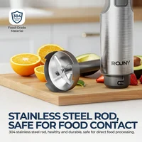 ROUNY 4-in-1 Hand Immersion Blender 1000W Powerful, Stainless Steel Stick Food Mixer,700ml Mixing Beaker,500ml Processor, Whisk 3