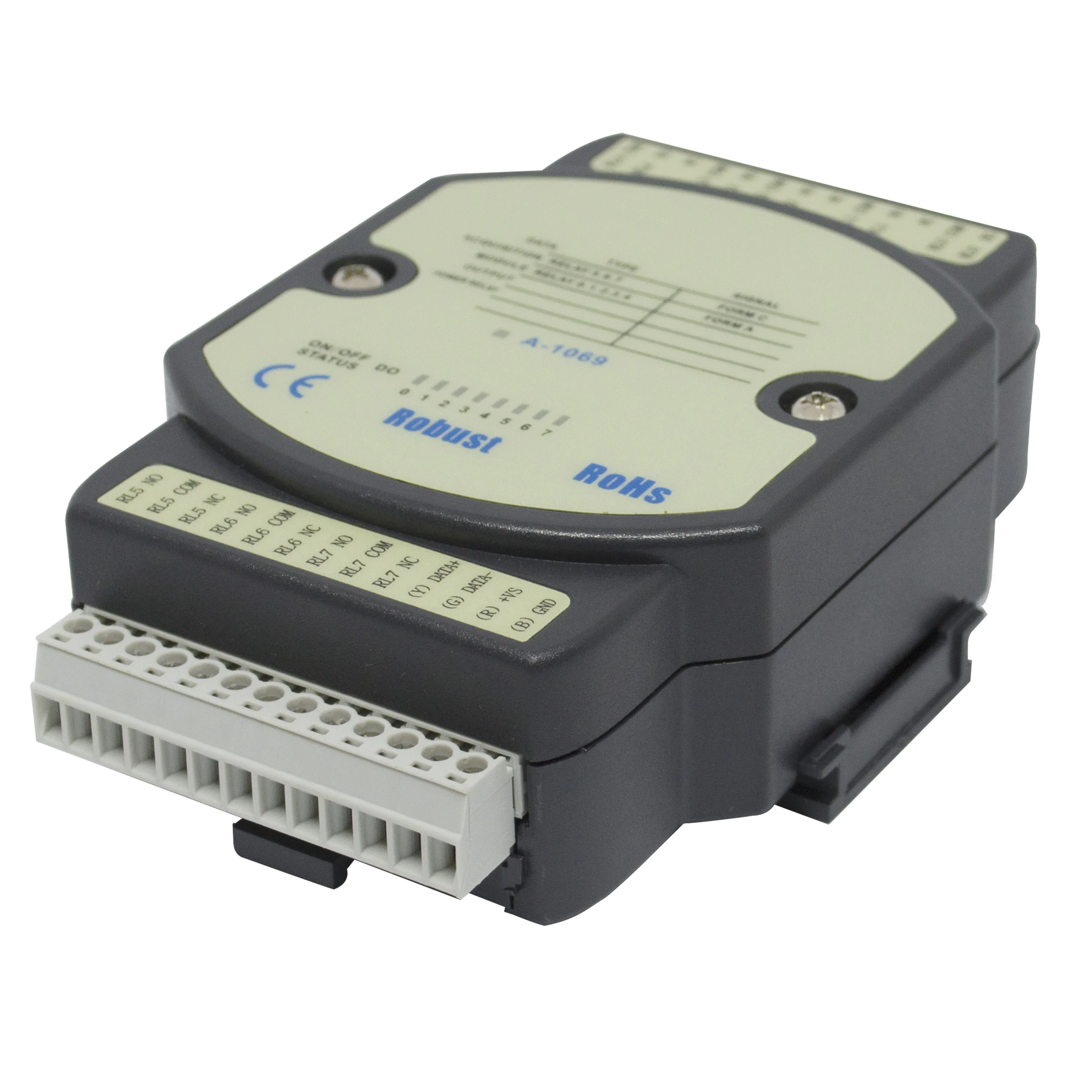 Modul IO Digital Pasokan Pabrik ATC Mengumpulkan Modul Output Relai Daya 8DO Mendukung Modbus RTU RS-485 Port A-1069