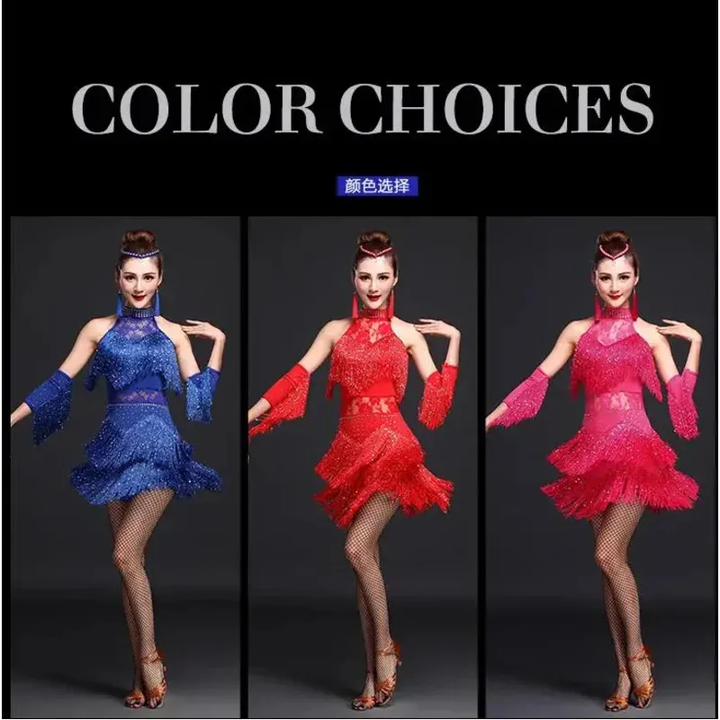 Nuevo 2018 vestido de baile latino para mujeres/niñas/señora nuevo sexy salsa con flecos/salón de baile/tango/rumba/samba/vestidos latinos para bailar