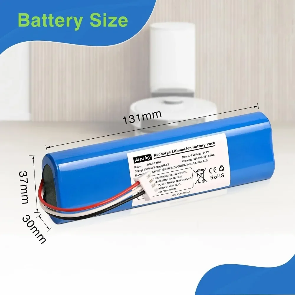 6800mAh Replacement Battery for Ecovacs Deebot Ozmo 900 901 905 920 930 937 N8 Pro 14.4V Li - ION Robot Vacuum Cleaner Battery