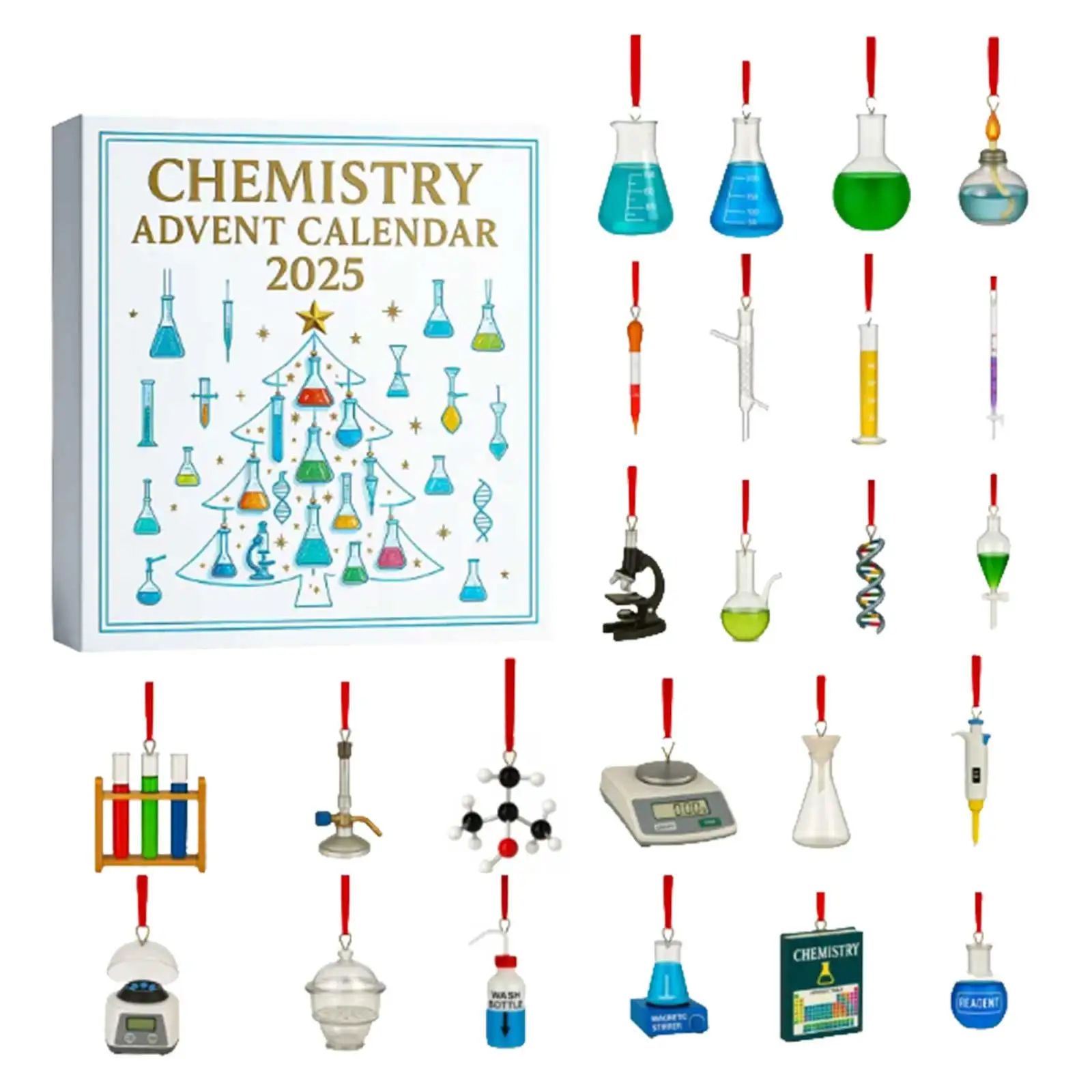 Mini minuterie calendrier de l'avent de chimie 2025 24 jours ornements de chimie calendrier de compte à rebours de noël chemistrys amusants la minuterie