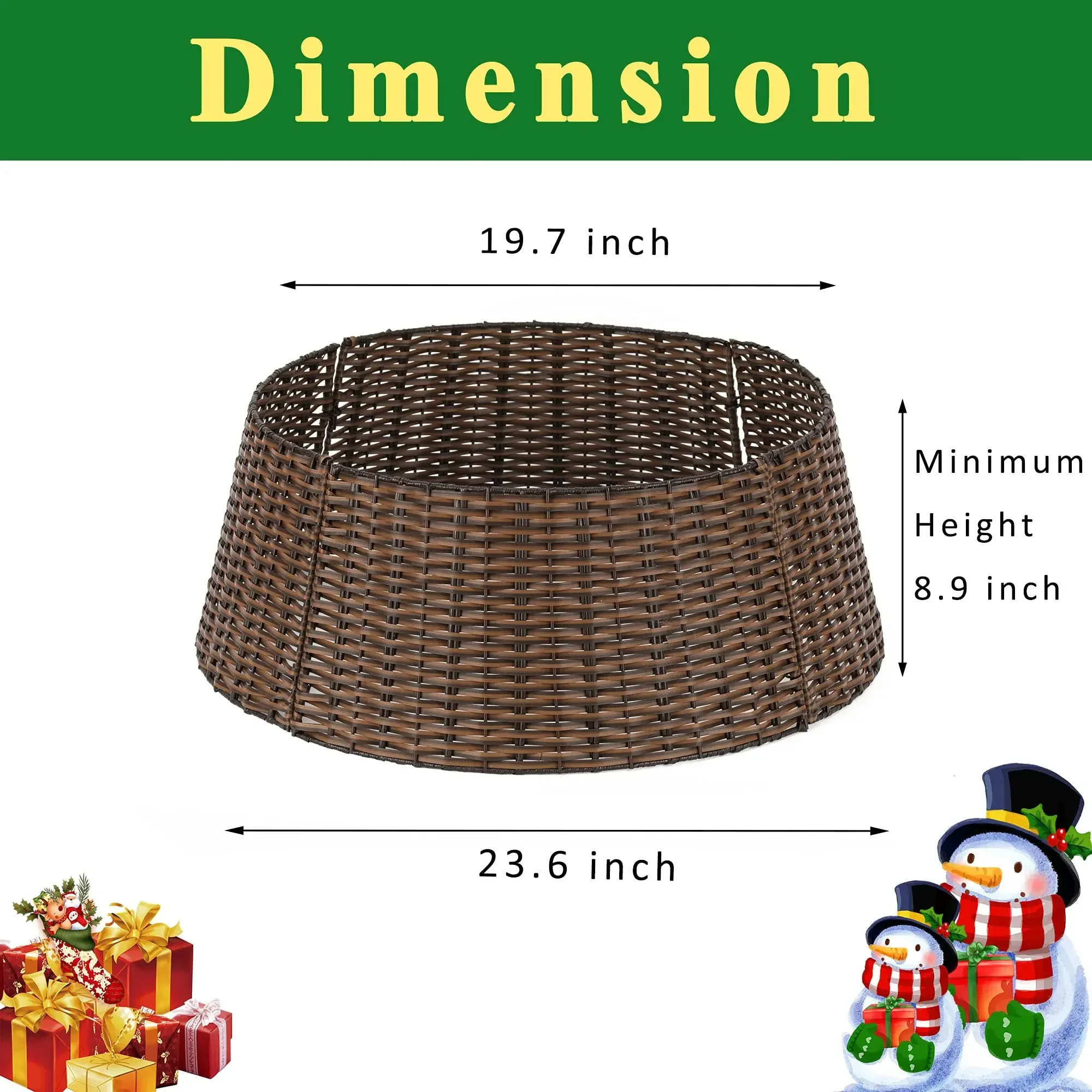 Christmas Tree Collar Handmade Artificial Rattan Wicker Christmas Stand Tree Collar Basket Base Cover For Holiday Decoration