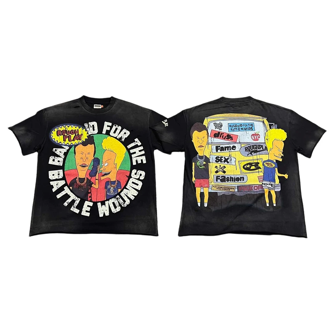 2026ss US Classic Cartoon Printed 1990s Style Women Men Vintage Streetwear T shirt Tees Hiphop Oversized Men Cotton T shirt