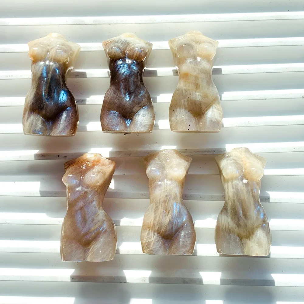 【Moonstone Carving Collection】1pc Set of Seven Types Handmade Sparkling Moonstone Crafts Elegant Exquisite Gift for Friends - view 4