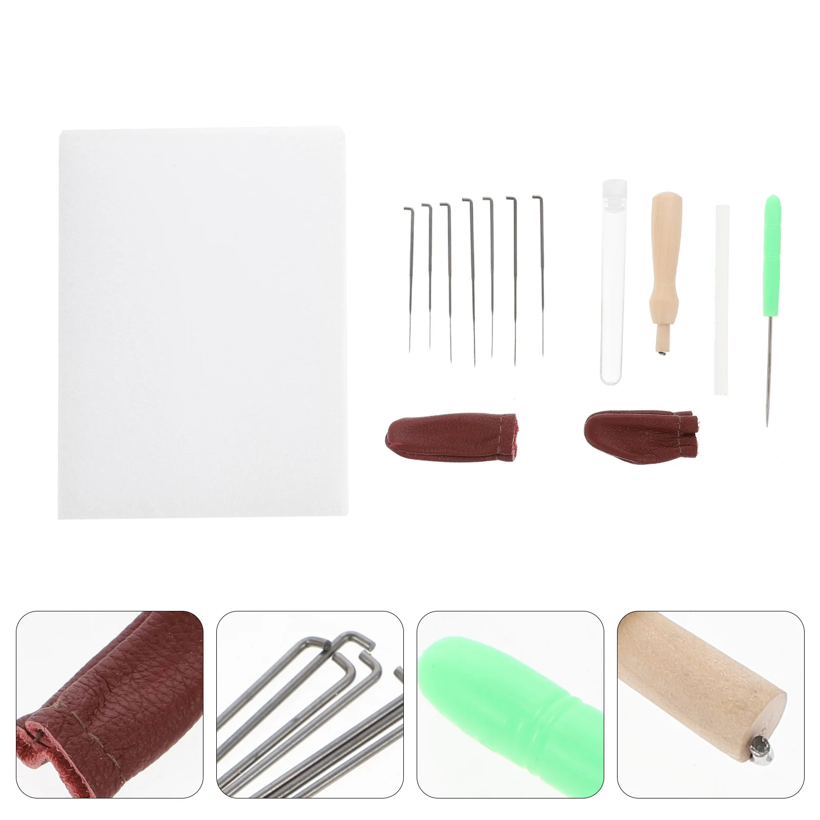 

1 set 1 Set Wool Durable Needles With Finger Cots Starter Kit For Diy Supplies Fabric Craft Wool Felt Tool Felt Needle Tool