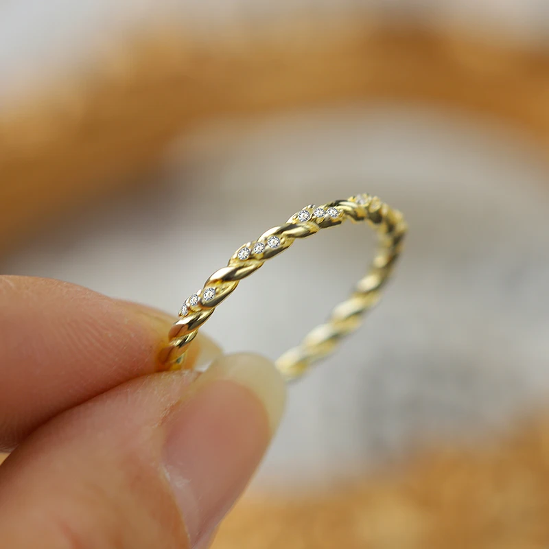 Minimalist Authentic S925 Silver 14K Gold Twist Cross-wound Round Geometric Valentine's Day Gift Jewelry