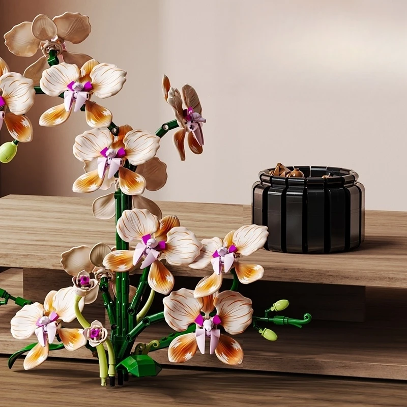 Creatieve Technische 866pcs Orchidee Boeket Bloem Model Bouwstenen Set MOC Stijl Montage Bricks Valentijn Cadeau