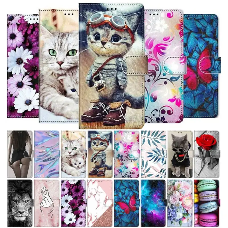 

Lovely Cat Painted Case For Samsung Galaxy S22 S21 S20 A12 A13 A20E A21S A22 A23 A32 A52 A52S M23 M53 5G Wallet Fundas P08F