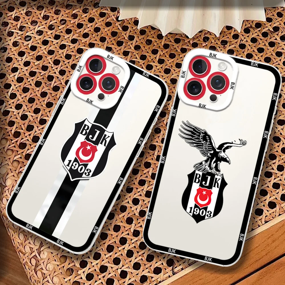 Fashion Besiktas B-BJK Phone Case for iPhone 12 11 13 14 15 16 Max Pro Plus Transparent Bezel Cover