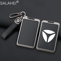 Zinc Alloy Leather Car Logo Key Cover Case Smart Card Keyring Protection Shell Holder For YADEA DS5 DN2 DE3 Keychain Accessories