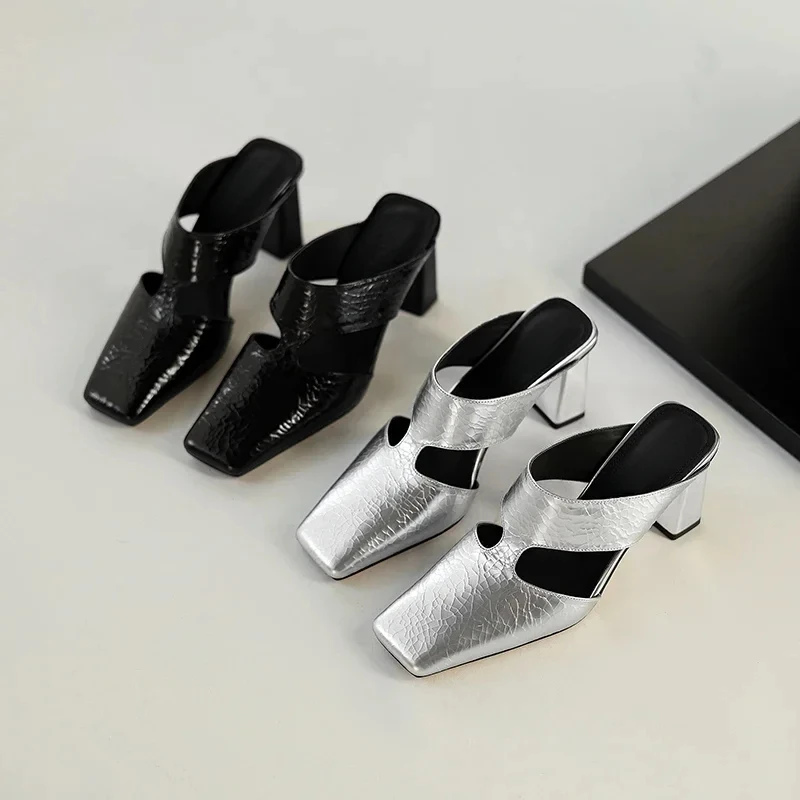 حجم كبير 42 الصيف الجوف خارج النساء الصنادل الفضة مكتنزة مضخات تصميم فاخر Slingback المصارع روما أحذية Zapatos De Mujer