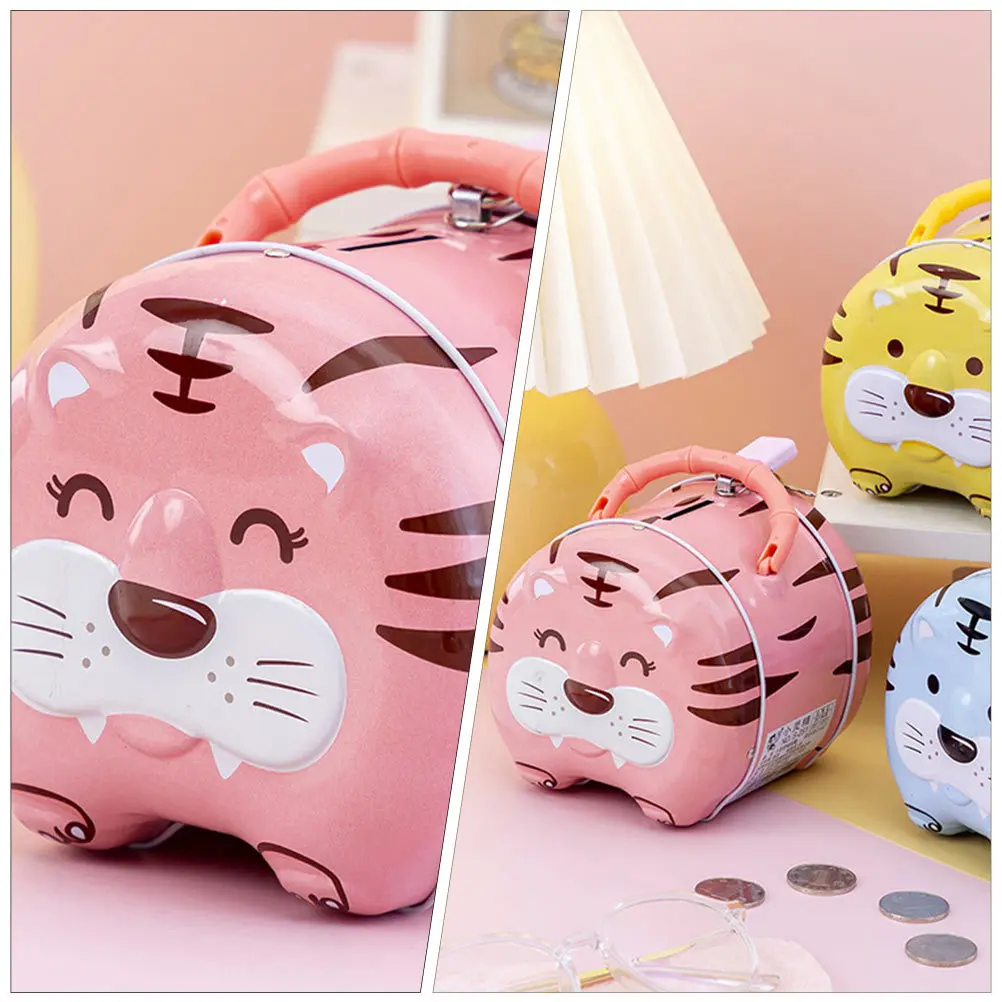 صفيح النمر توفير وعاء حصالة على شكل حيوان سطح المكتب عملة حصالة البنك الكرتون شكل الطفل حصالة ديكور صفيح توفير وعاء