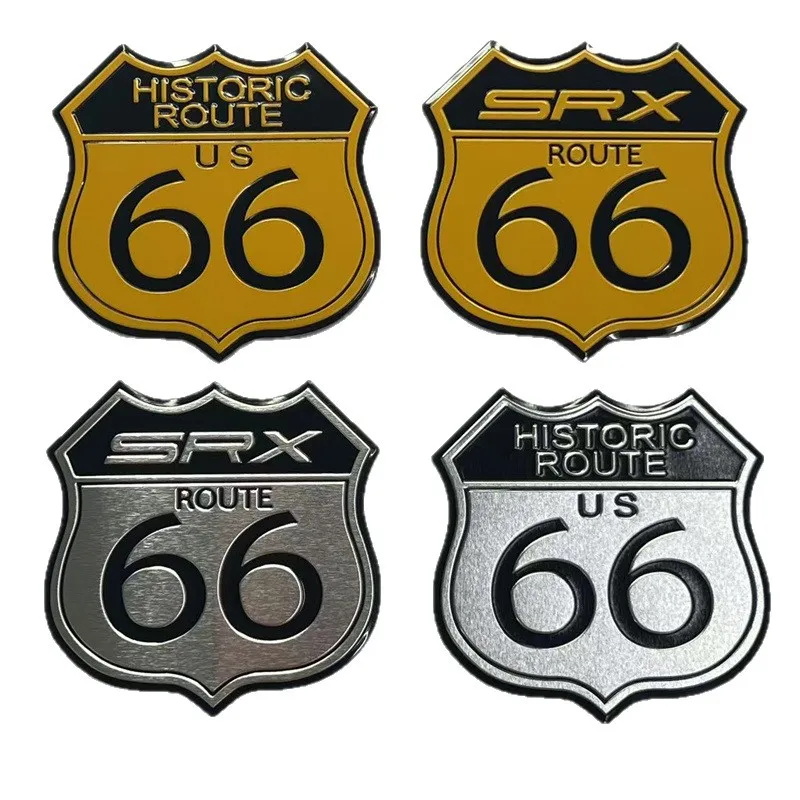 Route 66 Memorial Metal Emblem Car Sticker US Aluminum Badge Decal