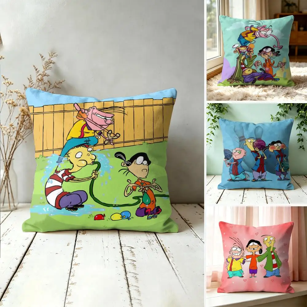E-Ed Edd N Eddy Cartoon Cushion Cover Square Decorative Throw Pillow 40x40cm For Sofa Bedroom Living Room Home Decor